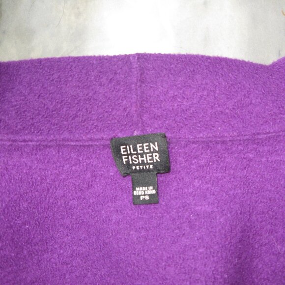 Eileen Fisher Petite Purple Snap Closure Wool Cardigan Size PS - Picture 7 of 7